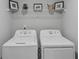 Functional laundry room with shelving and side by side washer and dryer at 8050 Tristan Way, Whitesburg, GA 30185