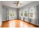 Bright bedroom with hardwood floors and lots of natural light from the windows at 1007 Blue Ridge Ne Ave, Atlanta, GA 30306