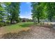 Landscaped backyard featuring mature trees and greenery, complemented by garden beds and a pea gravel area at 2196 Abbott Dr, Buford, GA 30519