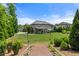 Spacious backyard with a well-kept lawn, covered patio, and meticulous landscaping, perfect for outdoor living at 2196 Abbott Dr, Buford, GA 30519