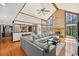 Inviting living room with a brick fireplace, expansive windows, hardwood floors, and a spacious layout at 4859 Clark Lake Nw Way, Acworth, GA 30102