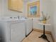 Functional laundry room with modern appliances, natural light, and a charming accent table at 2791 Pearl St, East Point, GA 30344