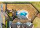 Aerial view of a kidney-shaped pool and well manicured landscaping at 714 Billings Farm Ln, Canton, GA 30115