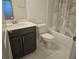 Bathroom with a white countertop and subway tiled shower at 1309 Bennett Creek Ovlk, Suwanee, GA 30024