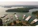 An aerial view shows a section of Lake Lanier, which offers a stunning aquatic and natural backdrop at 542 Healy Dr # 52, Cumming, GA 30040