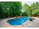 A beautiful swimming pool and hot tub surrounded by lush green trees in backyard at 1617 Windsor Ne Pkwy, Brookhaven, GA 30319