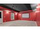 Home theater with projector screen, sconces, and dark ceiling for optimal viewing at 1903 Brackendale Nw Rd, Kennesaw, GA 30152