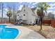 Private backyard featuring inviting in-ground pool surrounded by landscaping and trees at 1364 Tsali Trl, Morrow, GA 30260