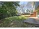Lush backyard featuring mature trees, a storage shed, and ample space for outdoor activities and relaxation at 6875 Sunny Brook Ln, Atlanta, GA 30328