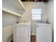 Laundry room with shelving and washer/dryer hookups, and tile flooring at 6875 Sunny Brook Ln, Atlanta, GA 30328
