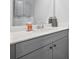 Close-up of bathroom sink and vanity featuring gray cabinets and a white countertop at 6928 Zaniah Rd, Atlanta, GA 30331