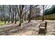 Inviting park setting with a bench and colorful community library amid mature trees and natural surroundings at 1583 Mosaic Way, Smyrna, GA 30080