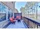 Outdoor deck featuring seating, a small table, and string lights at 376 Provenance Dr, Atlanta, GA 30328