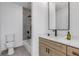 Bathroom featuring a shower/tub, modern fixtures, and a sleek vanity at 61 Newcastle Sw St, Atlanta, GA 30314