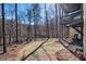 Backyard with fire pit seating area and lake views, nestled in a serene, wooded landscape at 6880 Nantucket Cv, Cumming, GA 30041