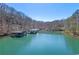 Panoramic lake view showcasing multiple private docks and calm waters, offering waterfront living at 6880 Nantucket Cv, Cumming, GA 30041