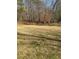 View of the natural backyard featuring the white fence line and mature trees at 241 Nacoochee Dr, Woodstock, GA 30188