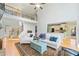 Open-concept living room with hardwood floors, high ceilings, and plenty of natural light at 6350 Bridge Brook Ovlk, Cumming, GA 30028