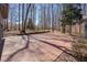 Brick driveway leads to the home, landscaped with trees and bushes at 6575 Roundhill Ct, Cumming, GA 30040