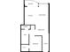 Floor plan showcasing the layout of the home's kitchen, living room, bathroom, and bedroom at 923 Peachtree Ne St # 1527, Atlanta, GA 30309