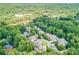 An aerial view of residences nestled in a lush forest setting along the river at 200 Rivermere Way, Sandy Springs, GA 30350