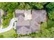 Overhead view of a well-maintained property with sprawling lawns and a winding driveway at 200 Rivermere Way, Sandy Springs, GA 30350