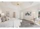 A relaxing main bedroom with a sitting area, tray ceiling, and plush carpeting at 760 Valley Summit Drive, Roswell, GA 30075