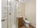 This modern bathroom features a glass-door shower stall and a single sink vanity at 1536 Liberty Nw Pkwy, Atlanta, GA 30318