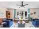 Cozy living room featuring neutral color scheme with pops of blue and lots of light from a large window at 5403 Woodberry Cir, Marietta, GA 30068