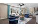 Cozy living room featuring neutral color scheme with pops of blue and lots of light from a large window at 5403 Woodberry Cir, Marietta, GA 30068