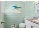 Elegant powder room with shiplap walls, modern vanity, and stylish mirror at 5403 Woodberry Cir, Marietta, GA 30068