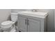 Bathroom featuring a modern vanity, sink, toilet, and neutral color scheme at 11643 Sarah Loop, Hampton, GA 30228