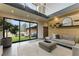 Open-concept living room with a wall of windows overlooking the spacious backyard and outdoor seating area at 1742 Ridgeway Nw Ave, Atlanta, GA 30318