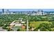 Aerial view showcasing a green space, athletic field, and the Atlanta skyline at 795 Ponce De Leon Ne Pl # C3, Atlanta, GA 30306
