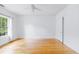 This is a bedroom that features a ceiling fan and natural lighting through a window at 795 Ponce De Leon Ne Pl # C3, Atlanta, GA 30306