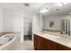 Spa like main bathroom provides a double sink vanity, soaking tub, and a walk in shower at 2881 Peachtree Ne Rd # 702, Atlanta, GA 30305