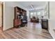 Home office area with a built-in desk, ample shelving, and natural light at 1012 Jubilee Way, Powder Springs, GA 30127