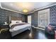 Primary bedroom with a damask accent wall and ensuite bathroom at 388 Beverly Ne Rd, Atlanta, GA 30309