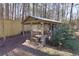 Outdoor chicken coop with chickens inside and a fenced area at 8404 Majors Rd, Cumming, GA 30041