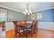 Elegant dining room with hardwood floors, wainscoting, stylish chandelier, and ample seating at 1590 Greyson Rdg, Marietta, GA 30062