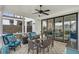 Screened porch with patio furniture and view of the backyard at 347 Bailey Walk, Alpharetta, GA 30009