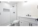 Modern bathroom featuring a tiled shower, glass door, and a vanity with storage at 3113 Bellgreen Way, Decatur, GA 30032