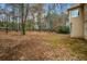 Leaf-covered backyard with mature trees, offering a peaceful and private outdoor space at 1605 Loblolly Ln, Cumming, GA 30041
