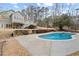 Private backyard oasis features a sparkling pool and ample space for outdoor living and entertaining at 398 Picketts Xing, Acworth, GA 30101