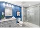 Modern bathroom featuring a glass-enclosed shower, stylish vanity, and contemporary fixtures at 115 W Peachtree Nw # 405, Atlanta, GA 30313