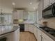 Updated kitchen with stainless appliances, island, and white cabinets at 1320 Kildare Ct, Snellville, GA 30078