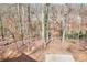 Backyard view features a wooded area with stream, showcasing the property's peaceful natural surroundings at 653 Inland Way, Lilburn, GA 30047