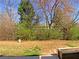 Backyard with lush greenery, mature trees, and a mulch bed at 107 Red Barn Ln, Acworth, GA 30102