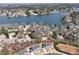 Aerial view of a neighborhood near a lake with a pin marking the location of the house at 320 Dodd Ln, Alpharetta, GA 30005