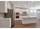 Bright kitchen features white cabinets, stainless steel appliances, and center island with pendant lights at 2628 Songbird Ln, Grayson, GA 30017